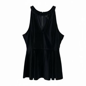 Torrid Velvet Cutout Halter Sleeveless Zip Back Stretch Peplum Top Black Size 0X